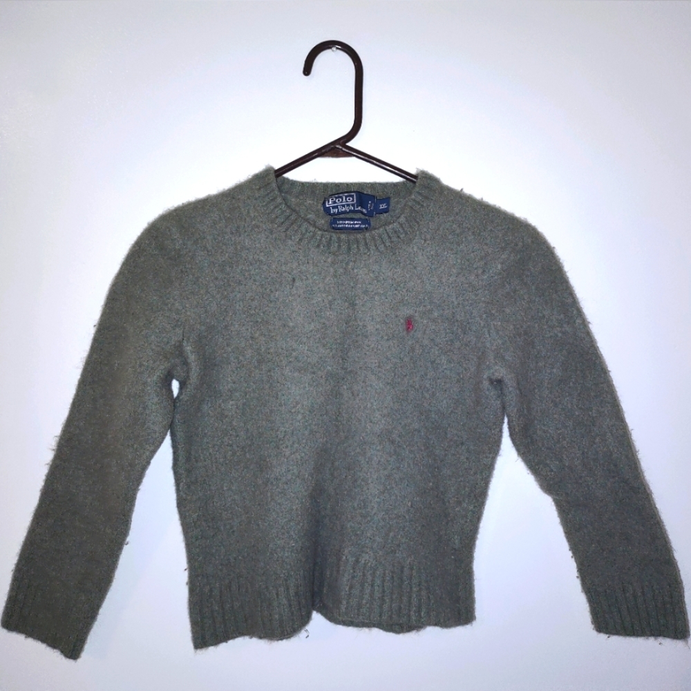 Vintage 90s Polo Ralph Lauren Merino Wool/Angora Green Sweater Youth Size 2XL